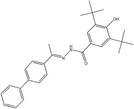 N'-(1-[1,1'-biphenyl]-4-ylethylidene)-3,5-ditert-butyl-4-hydroxybenzohydrazide Struktur