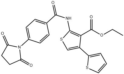 5-{[4-(2,5-dioxo-1-pyrrolidinyl)benzoyl]amino}-4-(ethoxycarbonyl)-2',3-bithiophene Struktur