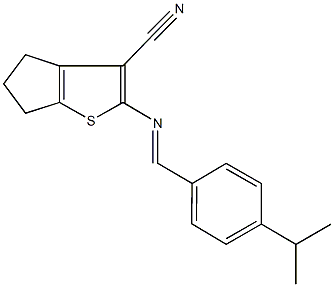 2-[(4-isopropylbenzylidene)amino]-5,6-dihydro-4H-cyclopenta[b]thiophene-3-carbonitrile Struktur