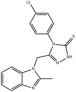 4-(4-chlorophenyl)-5-[(2-methyl-1H-benzimidazol-1-yl)methyl]-4H-1,2,4-triazole-3-thiol Struktur