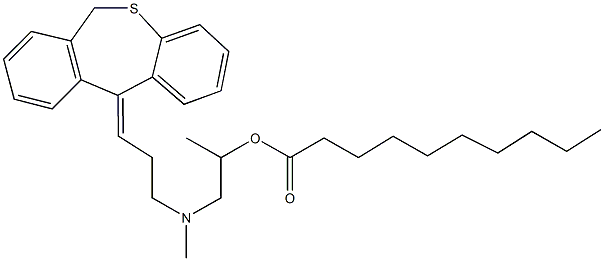 2-[(3-dibenzo[b,e]thiepin-11(6H)-ylidenepropyl)(methyl)amino]-1-methylethyl decanoate Struktur