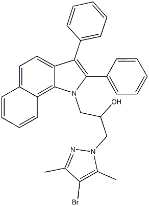 1-(4-bromo-3,5-dimethyl-1H-pyrazol-1-yl)-3-(2,3-diphenyl-1H-benzo[g]indol-1-yl)-2-propanol Struktur