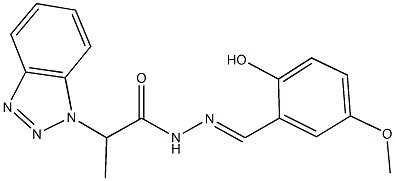 2-(1H-1,2,3-benzotriazol-1-yl)-N'-(2-hydroxy-5-methoxybenzylidene)propanohydrazide Struktur