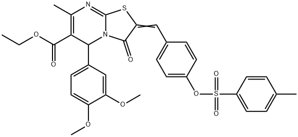 ethyl 5-(3,4-dimethoxyphenyl)-7-methyl-2-(4-{[(4-methylphenyl)sulfonyl]oxy}benzylidene)-3-oxo-2,3-dihydro-5H-[1,3]thiazolo[3,2-a]pyrimidine-6-carboxylate Struktur