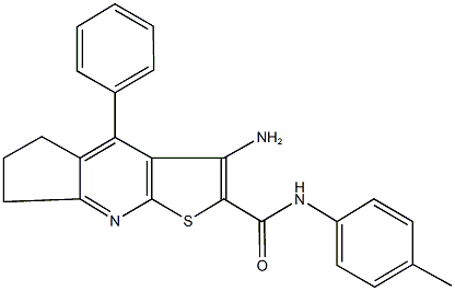 3-amino-N-(4-methylphenyl)-4-phenyl-6,7-dihydro-5H-cyclopenta[b]thieno[3,2-e]pyridine-2-carboxamide Struktur