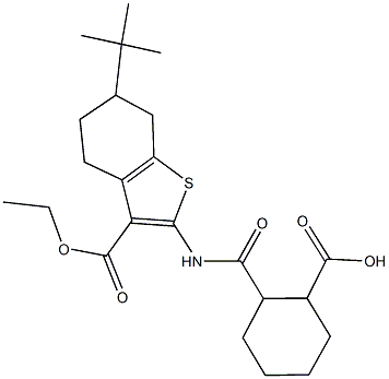 2-({[6-tert-butyl-3-(ethoxycarbonyl)-4,5,6,7-tetrahydro-1-benzothien-2-yl]amino}carbonyl)cyclohexanecarboxylic acid Struktur