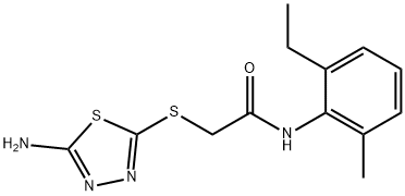 2-[(5-amino-1,3,4-thiadiazol-2-yl)sulfanyl]-N-(2-ethyl-6-methylphenyl)acetamide Struktur