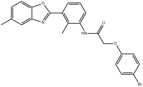 2-(4-bromophenoxy)-N-[2-methyl-3-(5-methyl-1,3-benzoxazol-2-yl)phenyl]acetamide Struktur