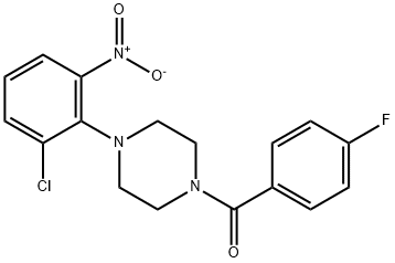 1-{2-chloro-6-nitrophenyl}-4-(4-fluorobenzoyl)piperazine Struktur