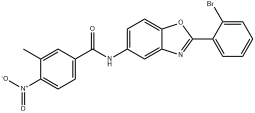 N-[2-(2-bromophenyl)-1,3-benzoxazol-5-yl]-4-nitro-3-methylbenzamide Struktur