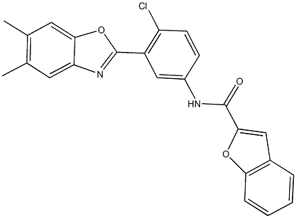 N-[4-chloro-3-(5,6-dimethyl-1,3-benzoxazol-2-yl)phenyl]-1-benzofuran-2-carboxamide Struktur