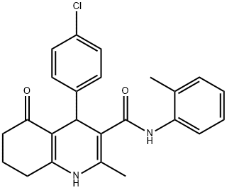 4-(4-chlorophenyl)-2-methyl-N-(2-methylphenyl)-5-oxo-1,4,5,6,7,8-hexahydro-3-quinolinecarboxamide Struktur