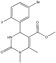 methyl 4-(5-bromo-2-fluorophenyl)-1,6-dimethyl-2-oxo-1,2,3,4-tetrahydropyrimidine-5-carboxylate Struktur