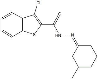 3-chloro-N'-(3-methylcyclohexylidene)-1-benzothiophene-2-carbohydrazide Struktur