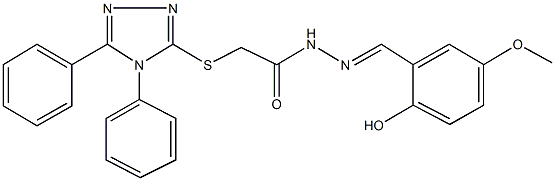 2-[(4,5-diphenyl-4H-1,2,4-triazol-3-yl)sulfanyl]-N'-(2-hydroxy-5-methoxybenzylidene)acetohydrazide Struktur