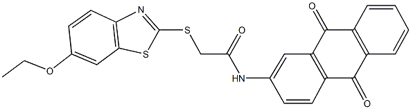 N-(9,10-dioxo-9,10-dihydro-2-anthracenyl)-2-[(6-ethoxy-1,3-benzothiazol-2-yl)sulfanyl]acetamide Struktur