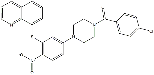 8-({5-[4-(4-chlorobenzoyl)-1-piperazinyl]-2-nitrophenyl}sulfanyl)quinoline Struktur