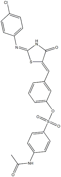 3-({2-[(4-chlorophenyl)imino]-4-oxo-1,3-thiazolidin-5-ylidene}methyl)phenyl 4-(acetylamino)benzenesulfonate Struktur