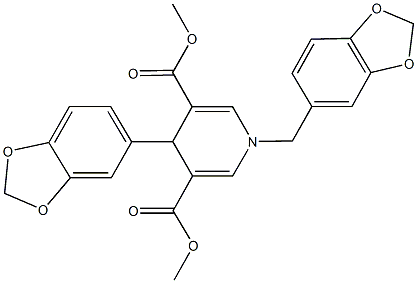 dimethyl 4-(1,3-benzodioxol-5-yl)-1-(1,3-benzodioxol-5-ylmethyl)-1,4-dihydro-3,5-pyridinedicarboxylate Struktur