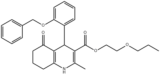 2-propoxyethyl 4-[2-(benzyloxy)phenyl]-2-methyl-5-oxo-1,4,5,6,7,8-hexahydro-3-quinolinecarboxylate Struktur