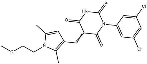 1-(3,5-dichlorophenyl)-5-{[1-(2-methoxyethyl)-2,5-dimethyl-1H-pyrrol-3-yl]methylene}-2-thioxodihydro-4,6(1H,5H)-pyrimidinedione Struktur