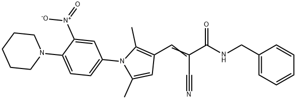 N-benzyl-2-cyano-3-{1-[3-nitro-4-(1-piperidinyl)phenyl]-2,5-dimethyl-1H-pyrrol-3-yl}acrylamide Struktur