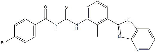 N-(4-bromobenzoyl)-N'-(2-methyl-3-[1,3]oxazolo[4,5-b]pyridin-2-ylphenyl)thiourea Struktur