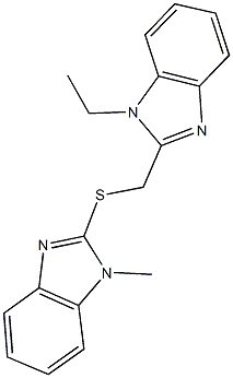 (1-ethyl-1H-benzimidazol-2-yl)methyl 1-methyl-1H-benzimidazol-2-yl sulfide Struktur