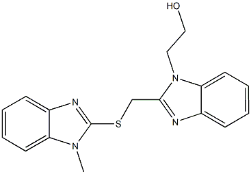 2-(2-{[(1-methyl-1H-benzimidazol-2-yl)sulfanyl]methyl}-1H-benzimidazol-1-yl)ethanol Struktur