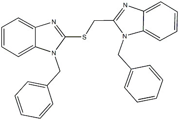 1-benzyl-2-{[(1-benzyl-1H-benzimidazol-2-yl)methyl]sulfanyl}-1H-benzimidazole Struktur