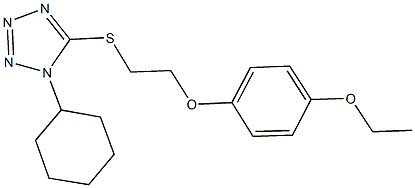 1-cyclohexyl-5-{[2-(4-ethoxyphenoxy)ethyl]sulfanyl}-1H-tetraazole Struktur