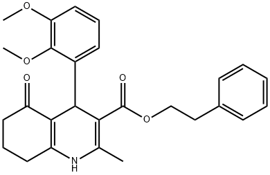 2-phenylethyl 4-(2,3-dimethoxyphenyl)-2-methyl-5-oxo-1,4,5,6,7,8-hexahydro-3-quinolinecarboxylate Struktur