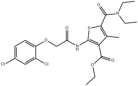 ethyl 2-{[(2,4-dichlorophenoxy)acetyl]amino}-5-[(diethylamino)carbonyl]-4-methyl-3-thiophenecarboxylate Struktur