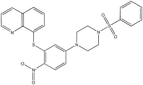 8-({2-nitro-5-[4-(phenylsulfonyl)-1-piperazinyl]phenyl}sulfanyl)quinoline Struktur