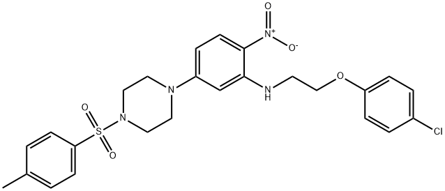 1-{3-{[2-(4-chlorophenoxy)ethyl]amino}-4-nitrophenyl}-4-[(4-methylphenyl)sulfonyl]piperazine Struktur