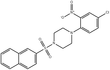 1-{4-chloro-2-nitrophenyl}-4-(2-naphthylsulfonyl)piperazine Struktur