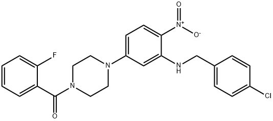 1-{3-[(4-chlorobenzyl)amino]-4-nitrophenyl}-4-(2-fluorobenzoyl)piperazine Struktur