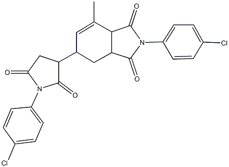 2-(4-chlorophenyl)-5-[1-(4-chlorophenyl)-2,5-dioxo-3-pyrrolidinyl]-7-methyl-3a,4,5,7a-tetrahydro-1H-isoindole-1,3(2H)-dione Struktur