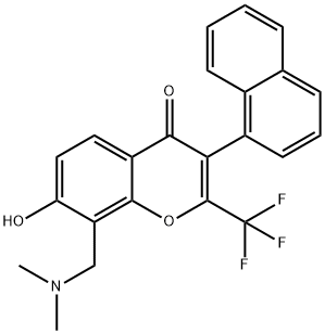 8-[(dimethylamino)methyl]-7-hydroxy-3-(1-naphthyl)-2-(trifluoromethyl)-4H-chromen-4-one Struktur