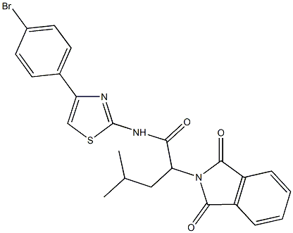 N-[4-(4-bromophenyl)-1,3-thiazol-2-yl]-2-(1,3-dioxo-1,3-dihydro-2H-isoindol-2-yl)-4-methylpentanamide Struktur