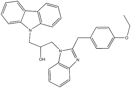 1-(9H-carbazol-9-yl)-3-[2-(4-ethoxybenzyl)-1H-benzimidazol-1-yl]-2-propanol Struktur