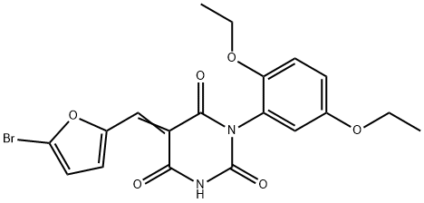 5-[(5-bromo-2-furyl)methylene]-1-(2,5-diethoxyphenyl)-2,4,6(1H,3H,5H)-pyrimidinetrione Struktur