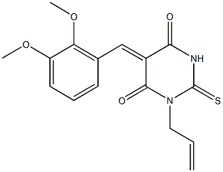 1-allyl-5-(2,3-dimethoxybenzylidene)-2-thioxodihydro-4,6(1H,5H)-pyrimidinedione Struktur