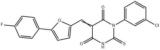 1-(3-chlorophenyl)-5-{[5-(4-fluorophenyl)-2-furyl]methylene}-2-thioxodihydro-4,6(1H,5H)-pyrimidinedione Struktur