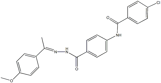 4-chloro-N-[4-({2-[1-(4-methoxyphenyl)ethylidene]hydrazino}carbonyl)phenyl]benzamide Struktur