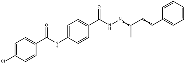 4-chloro-N-(4-{[2-(1-methyl-3-phenyl-2-propenylidene)hydrazino]carbonyl}phenyl)benzamide Struktur