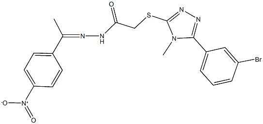 2-{[5-(3-bromophenyl)-4-methyl-4H-1,2,4-triazol-3-yl]sulfanyl}-N'-(1-{4-nitrophenyl}ethylidene)acetohydrazide Struktur