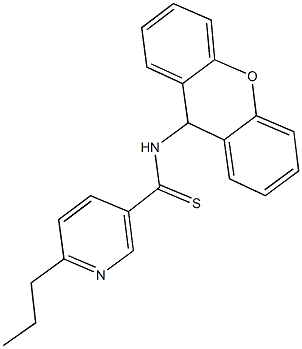 6-propyl-N-(9H-xanthen-9-yl)-3-pyridinecarbothioamide Struktur