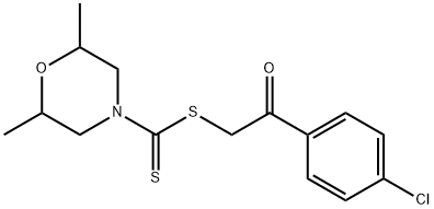 2-(4-chlorophenyl)-2-oxoethyl 2,6-dimethyl-4-morpholinecarbodithioate Struktur