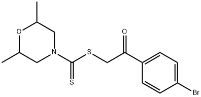 2-(4-bromophenyl)-2-oxoethyl 2,6-dimethyl-4-morpholinecarbodithioate Struktur